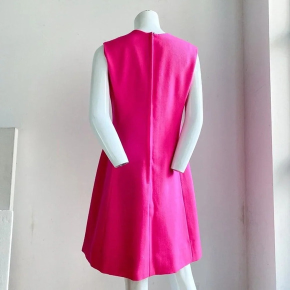 Vintage Barbie Candy Pink Sleeveless  Short Wool Blend Dress M - Picture 7 of 8